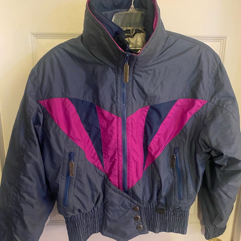 Vintage 80's CIMA Multi-Color Ski Jacket womens size 10 Neon puffer coat